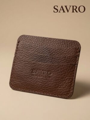 SAVRO Premium Leather Card Holder - Genuine Textured Leather Slim Wallet