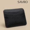 SAVRO Premium Leather Card Holder - Genuine Textured Leather Slim Wallet