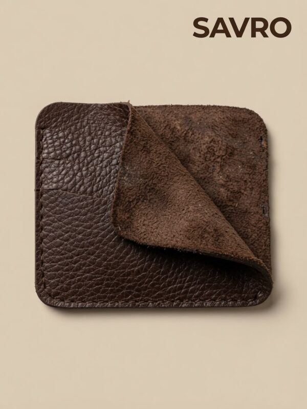 3 SAVRO Premium Leather Card Holder - Genuine Textured Leather Slim Wallet