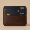 4 SAVRO Premium Leather Card Holder - Genuine Textured Leather Slim Wallet