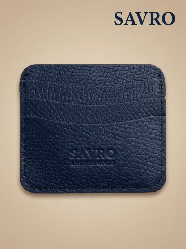 SAVRO Premium Leather Card Holder - Genuine Textured Leather Slim Wallet