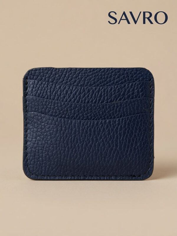 SAVRO Premium Leather Card Holder - Genuine Textured Leather Slim Wallet