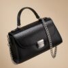 99 SAVRO Luxury Black Handbag - Genuine Snake Skin & Cow Leather with Chain Strap